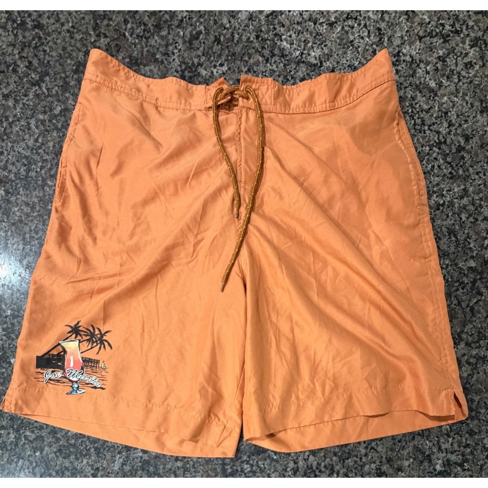 Joe Marlin Mens Orange Tropical Graphic Board Shorts Swim Trunks Size Large